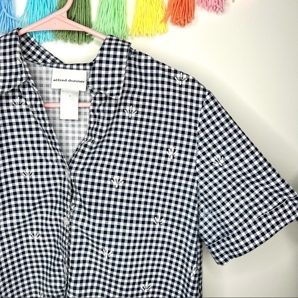 Vintage Alfred Dunner Checkered Gingham Plaid Short Sleeve Blouse Size Small - Picture 5 of 14